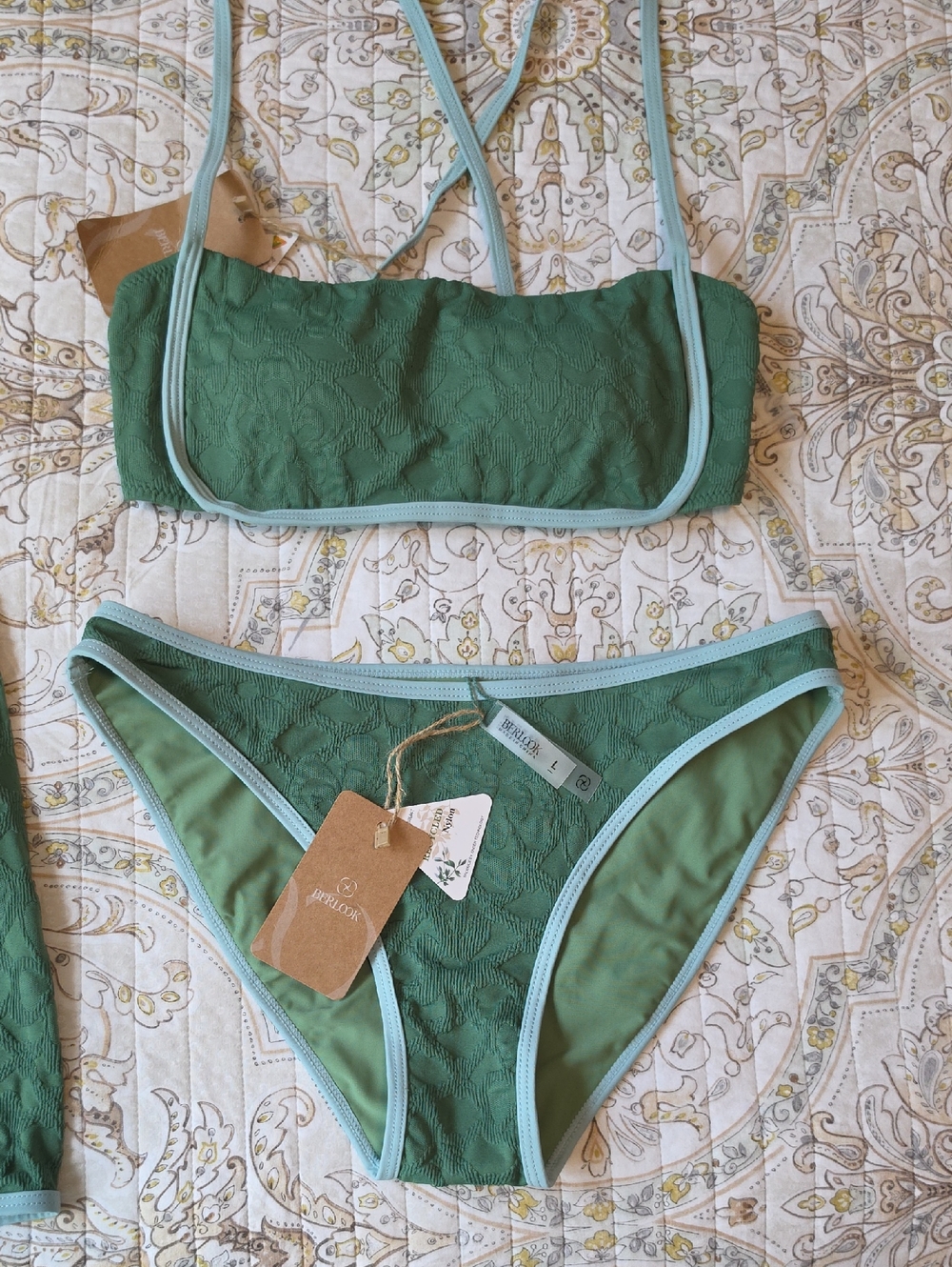 Dark Green Full Coverage Bikini Bottoms-only
